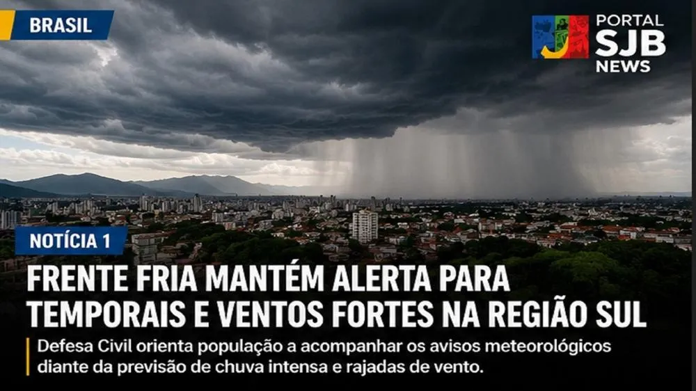 Frente fria mantém alerta para temporais e ventos fortes na Região Sul